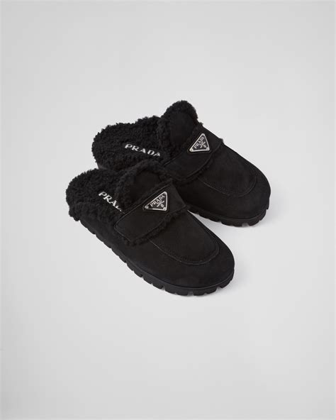 prada slipper shoes|Prada shearling slippers.